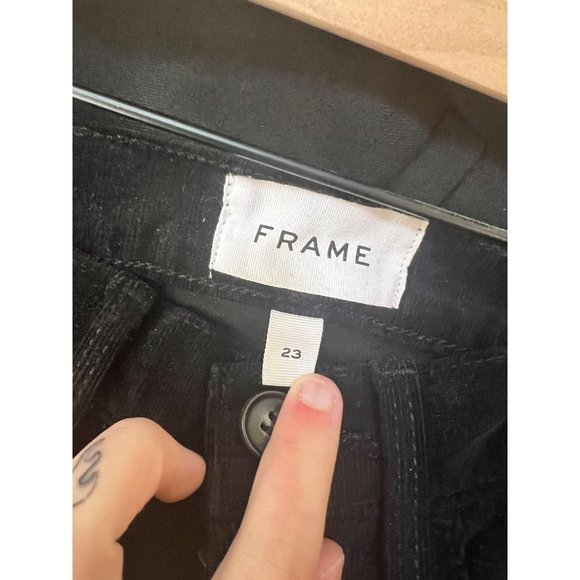 Frame Pants Womens 23 Black Wide Leg Flare Corduroy Casual High Rise - Picture 6 of 6